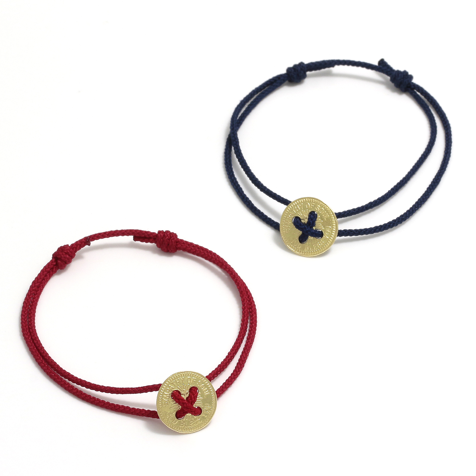 Classic Coin Button Cord Bracelet - K18Yellow Gold