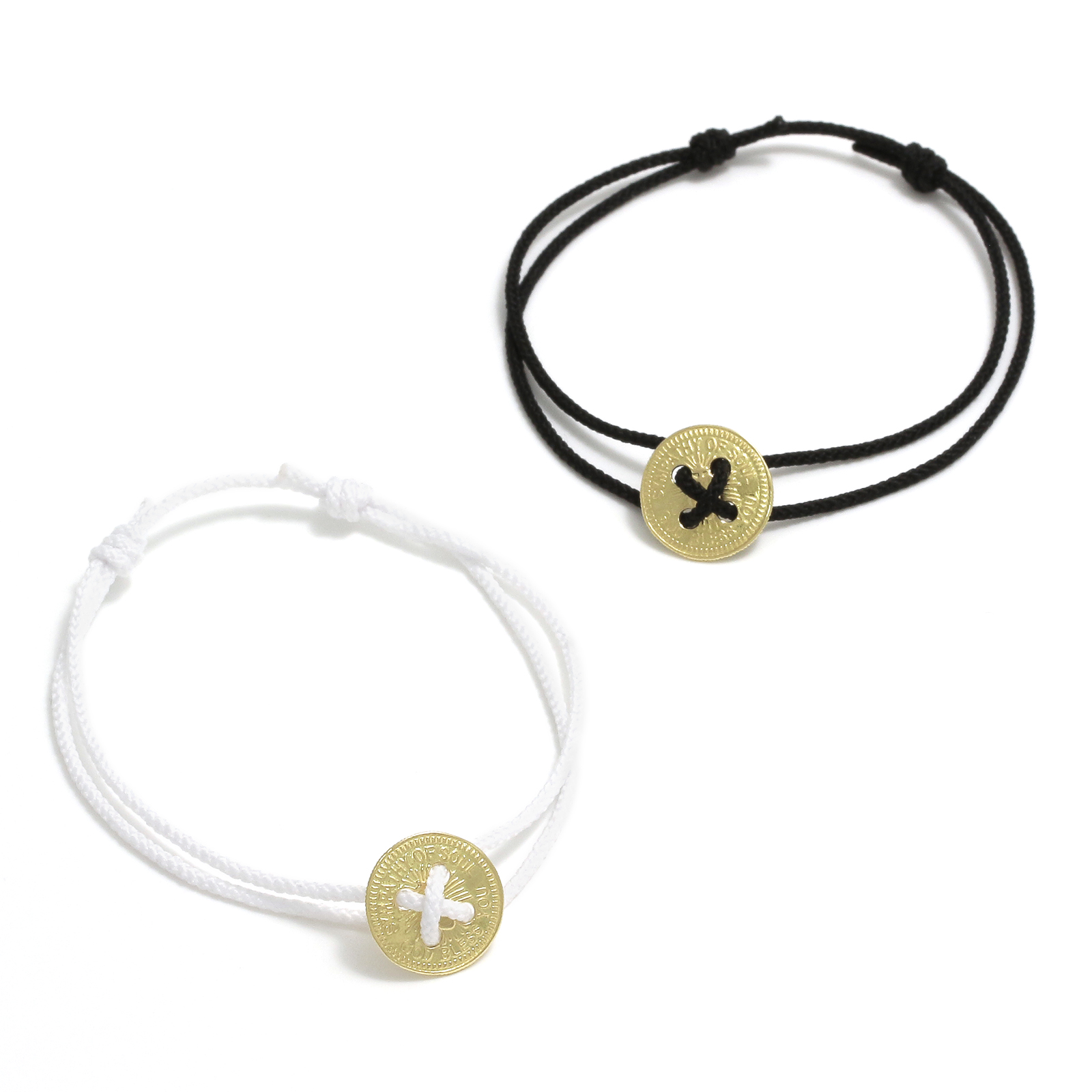 Classic Coin Button Cord Bracelet - K18Yellow Gold