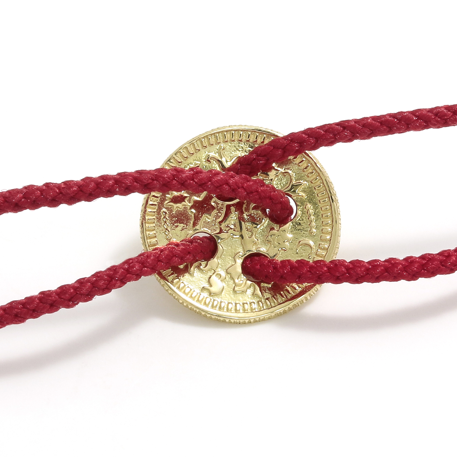 Classic Coin Button Cord Bracelet - K18Yellow Gold