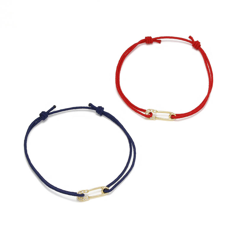 Safety Pin Cord Bracelet - K18Yellow Gold w/Diamond