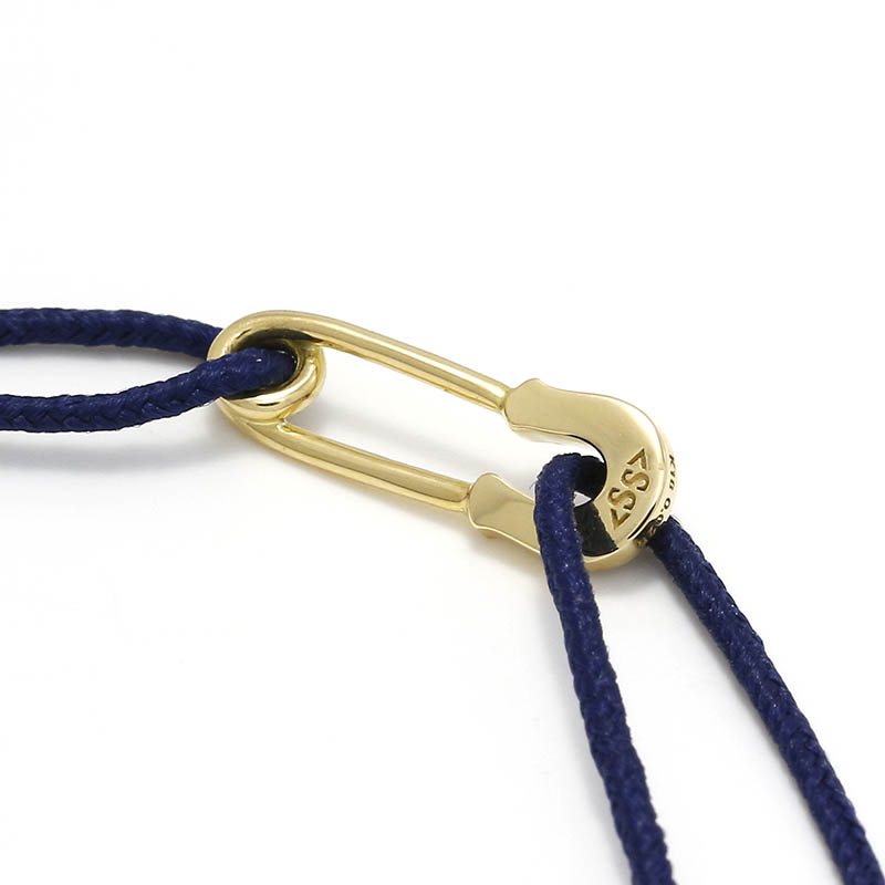 Safety Pin Cord Bracelet - K18Yellow Gold w/Diamond