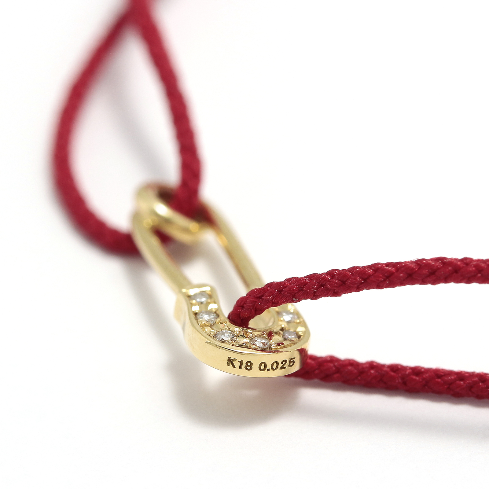 Safety Pin Cord Bracelet - K18Yellow Gold w/Diamond