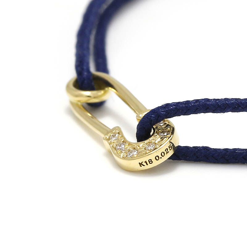 Safety Pin Cord Bracelet - K18Yellow Gold w/Diamond