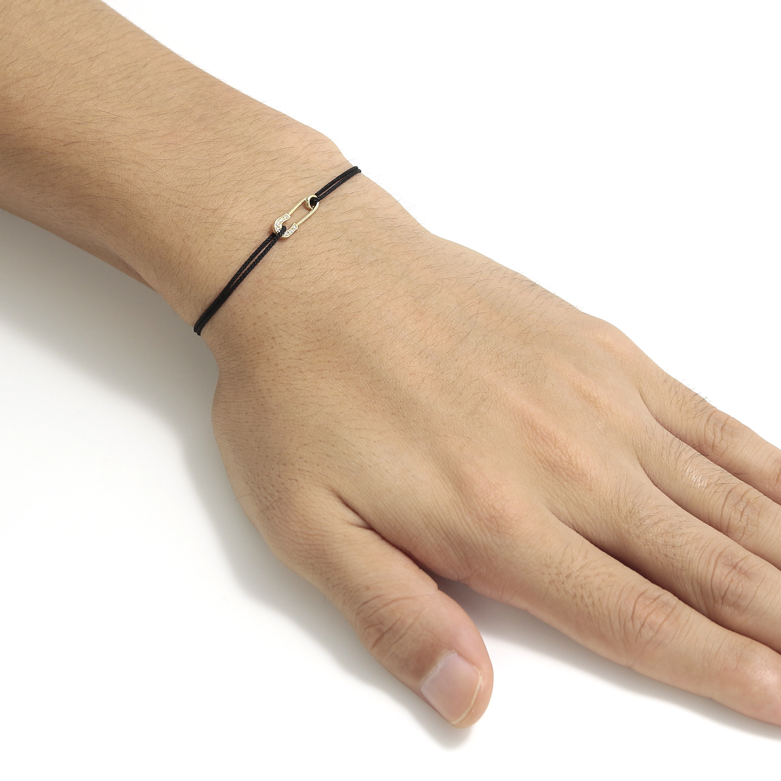 Safety Pin Cord Bracelet - K18Yellow Gold w/Diamond