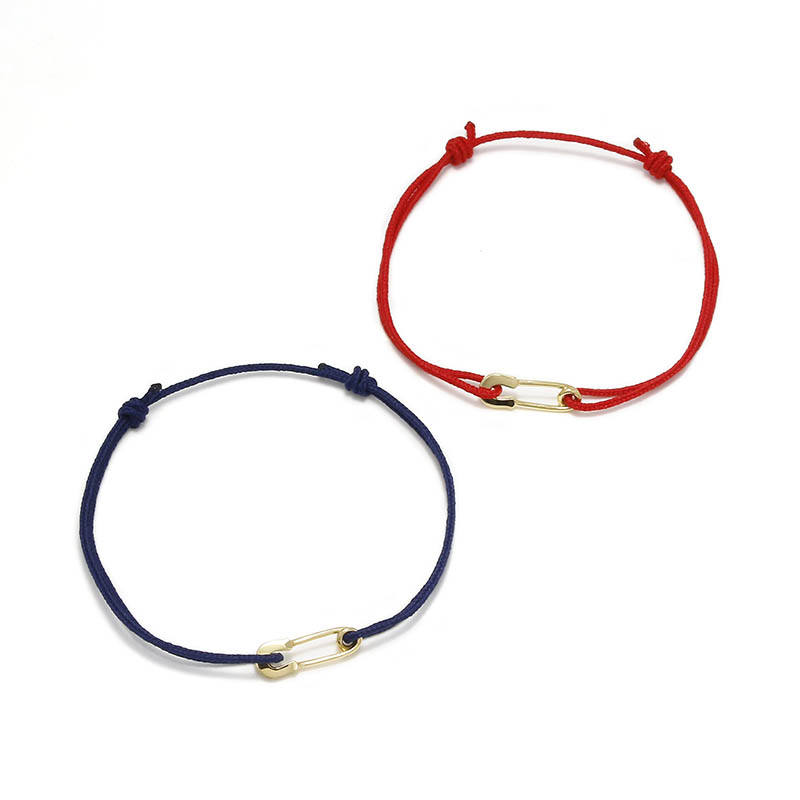 Safety Pin Cord Bracelet - K18Yellow Gold