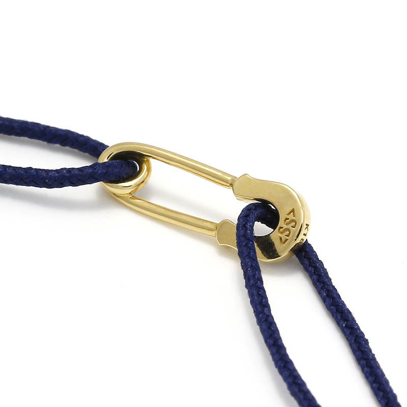 Safety Pin Cord Bracelet - K18Yellow Gold