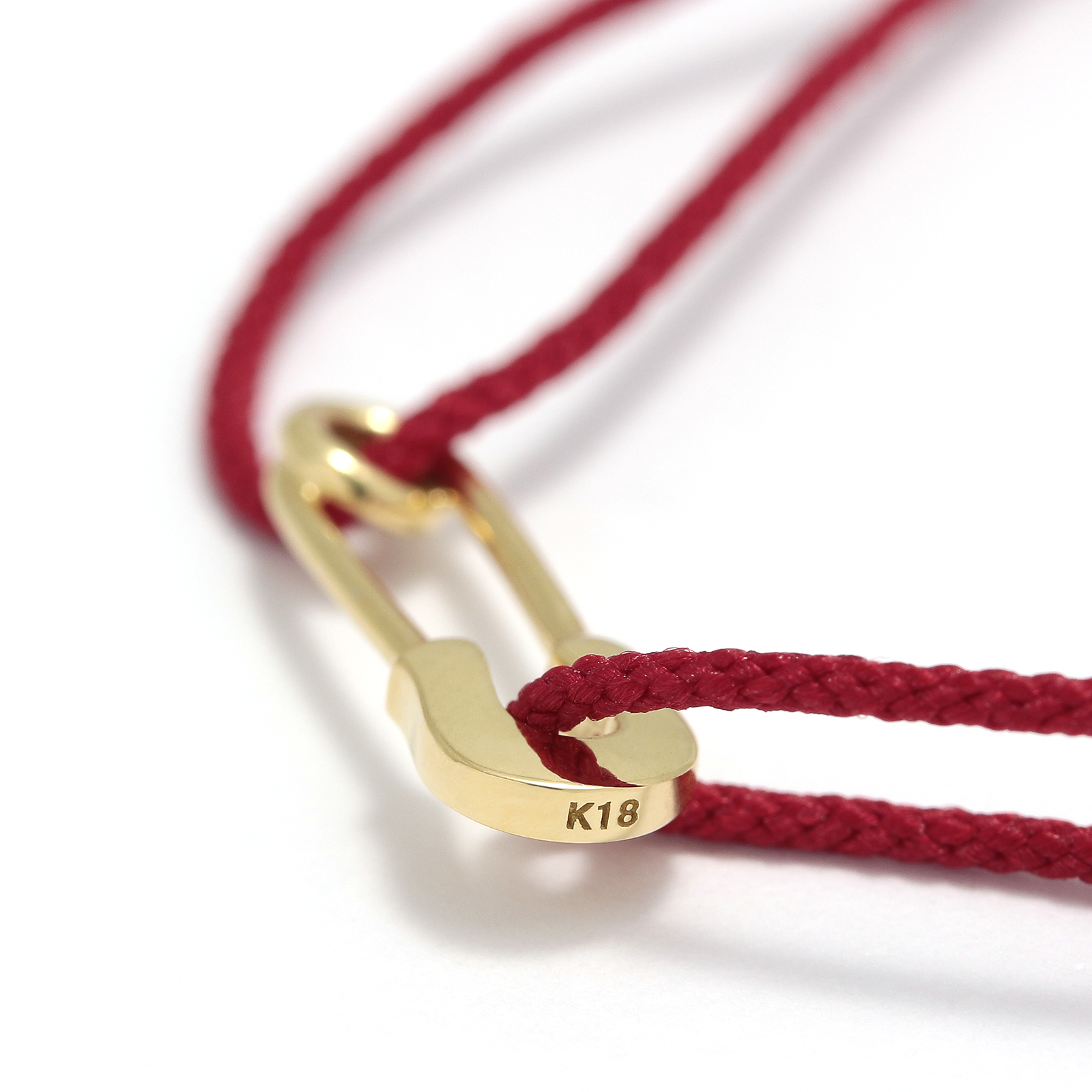 Safety Pin Cord Bracelet - K18Yellow Gold
