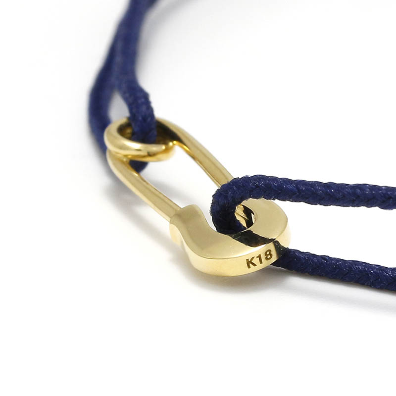 Safety Pin Cord Bracelet - K18Yellow Gold