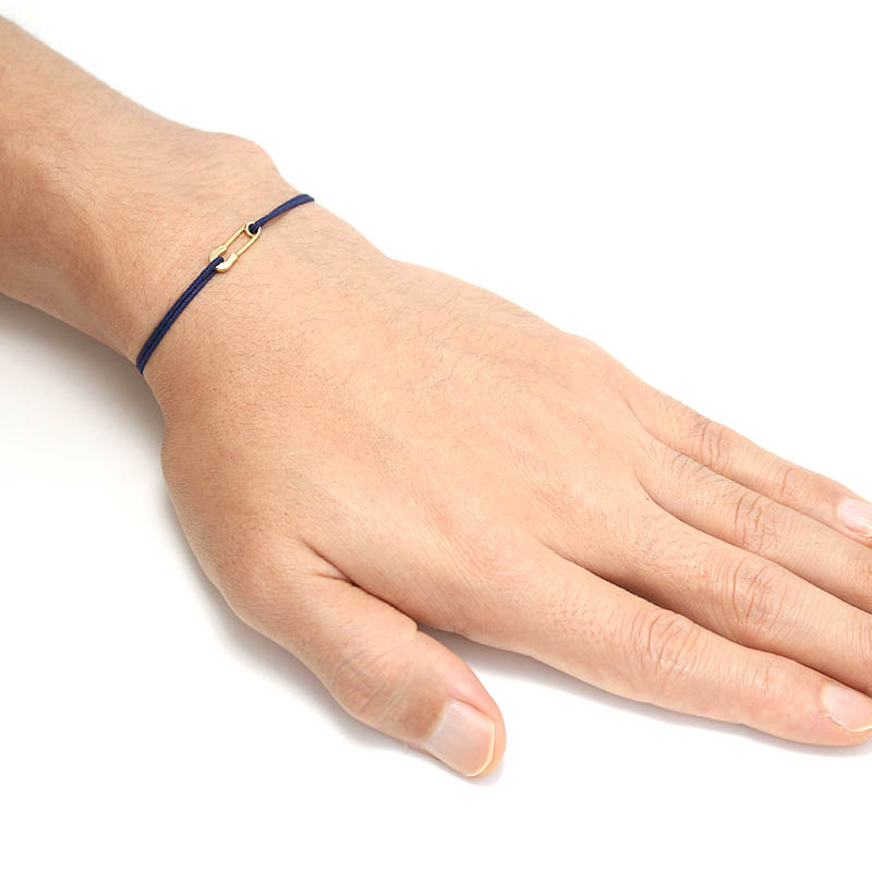 Safety Pin Cord Bracelet - K18Yellow Gold