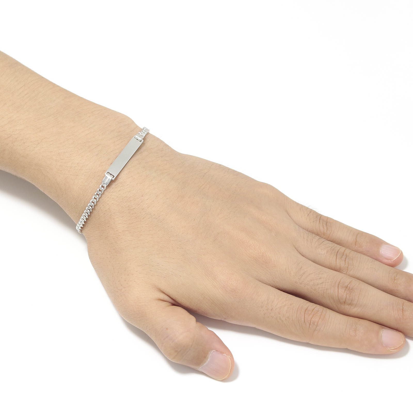 Narrow ID Chain Bracelet - Silver