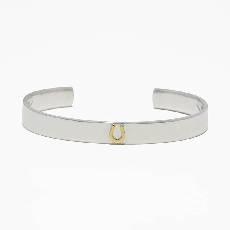 Horseshoe Charm Flat Bangle - Silver×K18Yellow Gold