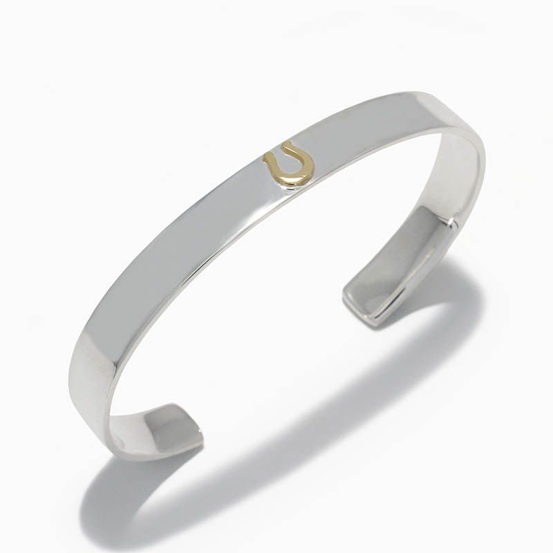 Horseshoe Charm Flat Bangle - Silver×K18Yellow Gold