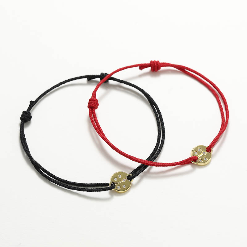 Ladybug Cord Bracelet - K18Yellow Gold w/Diamond