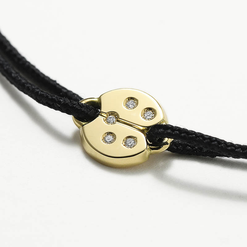 Ladybug Cord Bracelet - K18Yellow Gold w/Diamond