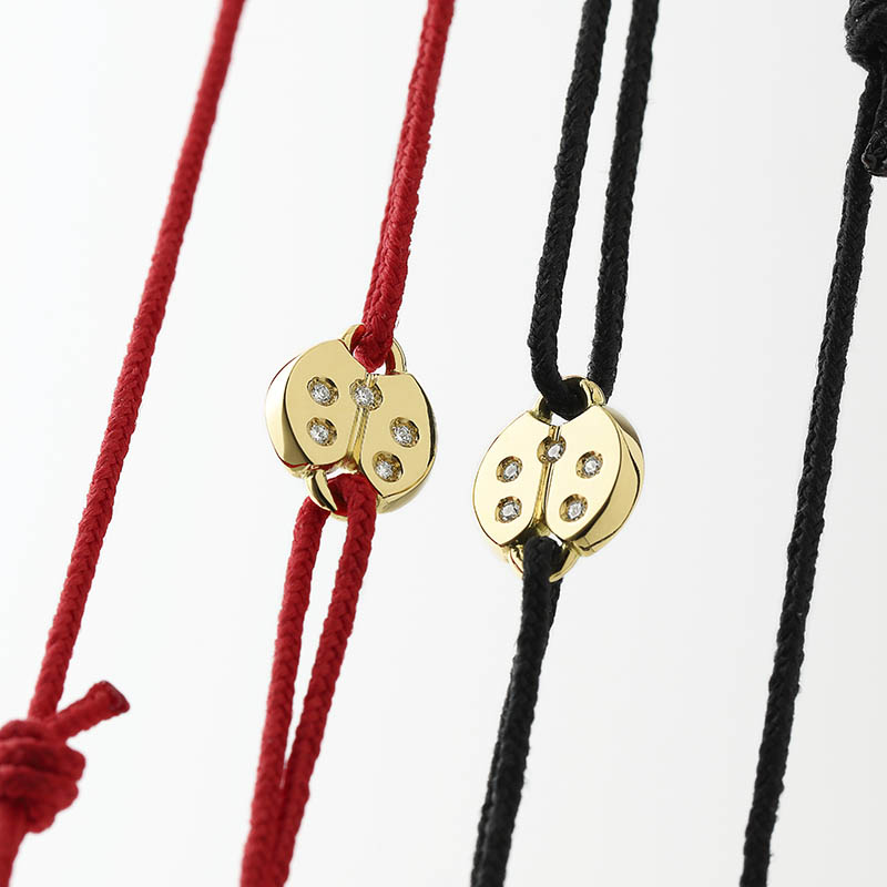 Ladybug Cord Bracelet - K18Yellow Gold w/Diamond