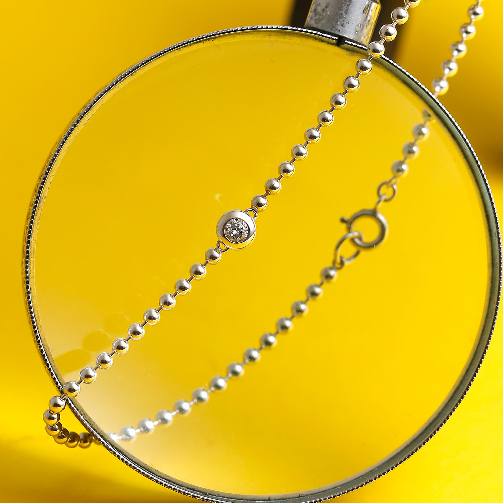 One LG Diamond Ball Chain Bracelet - Silver