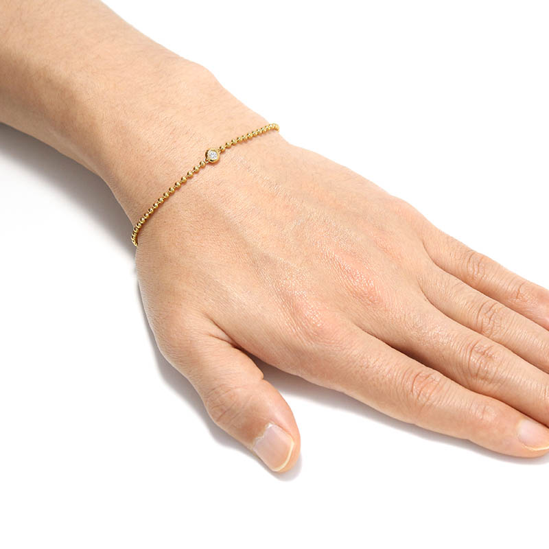 One LG Diamond Ball Chain Bracelet - K18Yellow Gold