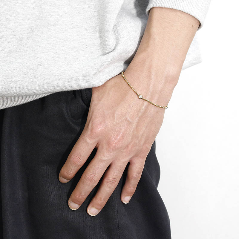 One LG Diamond Ball Chain Bracelet - K18Yellow Gold