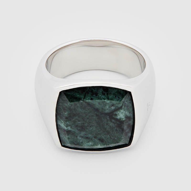 Cushion Green Marble Ring