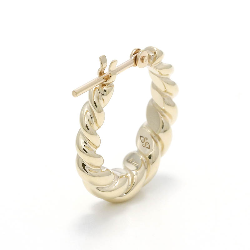 Gradation Twist Hoop Pierce - K10Yellow Gold