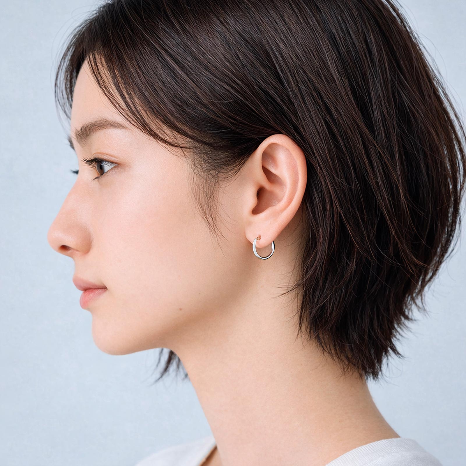 プレーンフープピアス - S - シルバー