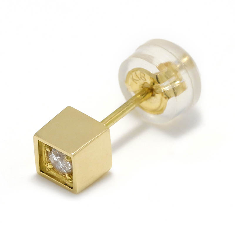 CUBE PIERCE - K18Yellow Gold w/Diamond