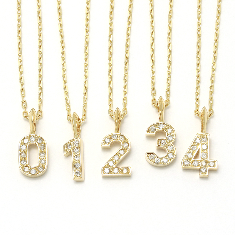 GARDEL（ガーデル） NUMBER NECKLACE - K18Yellow Gold w/Diamond ...