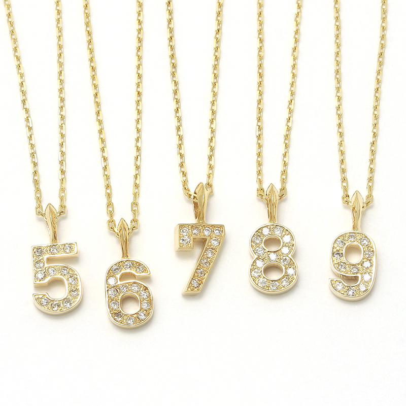 Number Necklace - K18Yellow Gold w/Diamond（ナンバーネックレス - K18イエローゴールド  w/ダイヤモンド）　GARDEL（ガーデル）