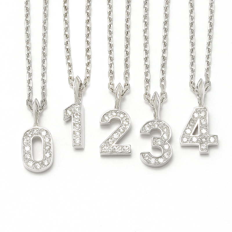 NUMBER NECKLACE - Silver w/CZ