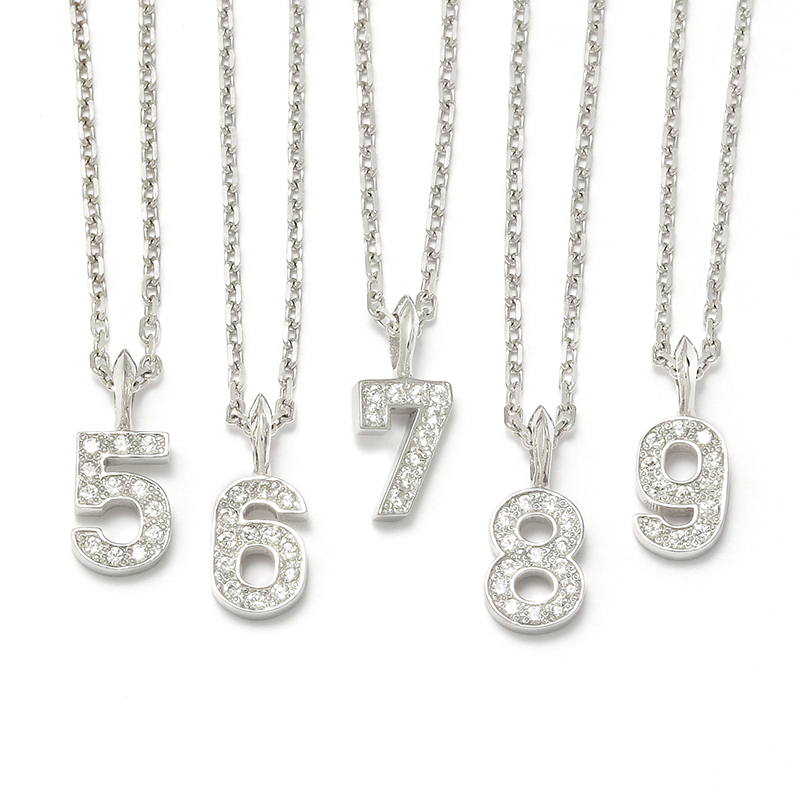 NUMBER NECKLACE - Silver w/CZ