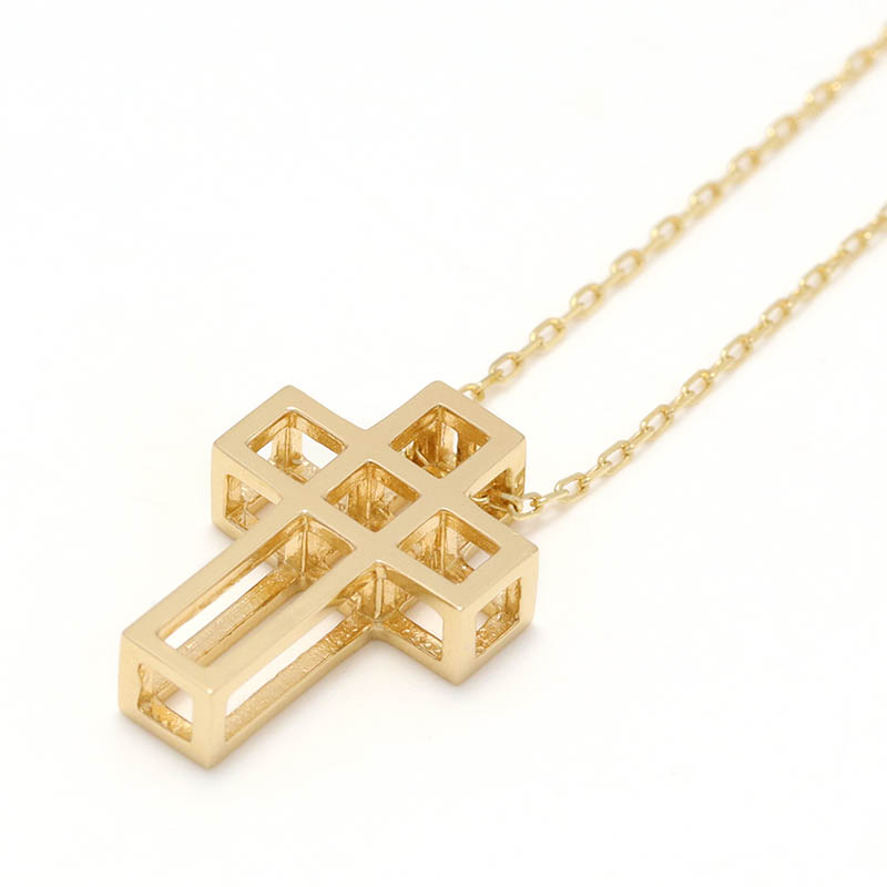 CUBE CROSS NECKLACE - K18Yellow Gold