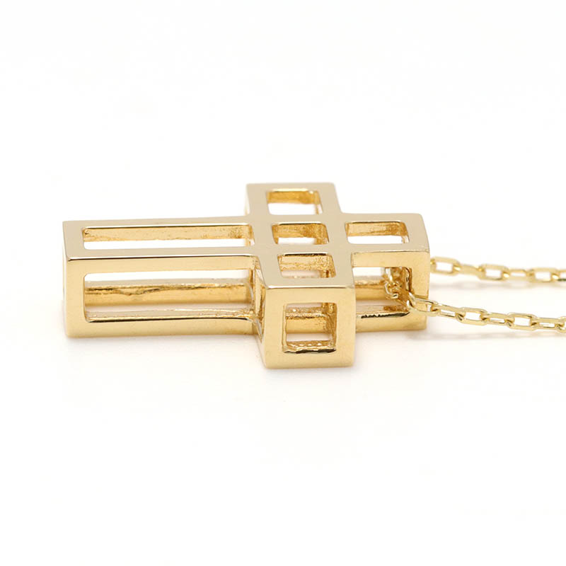 CUBE CROSS NECKLACE - K18Yellow Gold