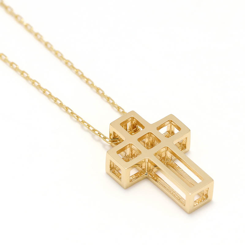CUBE CROSS NECKLACE - K18Yellow Gold