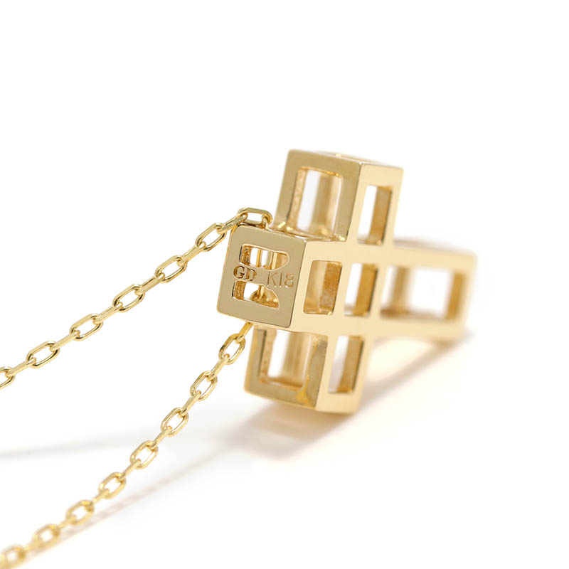 CUBE CROSS NECKLACE - K18Yellow Gold