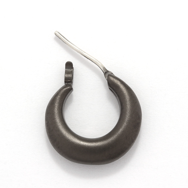 Black Chubby Hoop Pierced Earring Large
