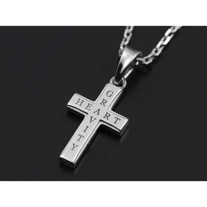 Small Gravity Cross Necklace - Silver w/CZ