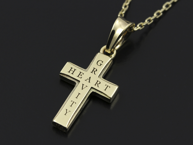 Small Gravity Cross Necklace - K10Yellow Gold w/Diamond