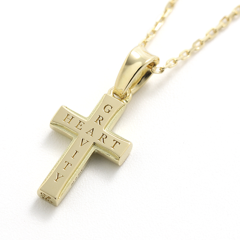 Small Gravity Cross Necklace - K18Yellow Gold w/Diamond