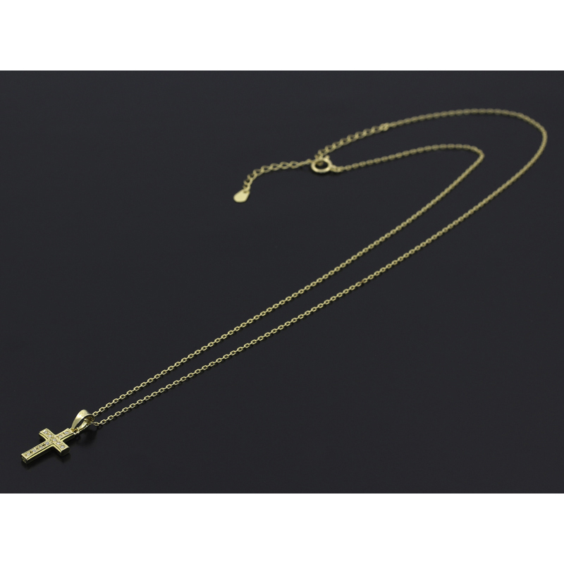 Small Gravity Cross Necklace - K18Yellow Gold w/Diamond