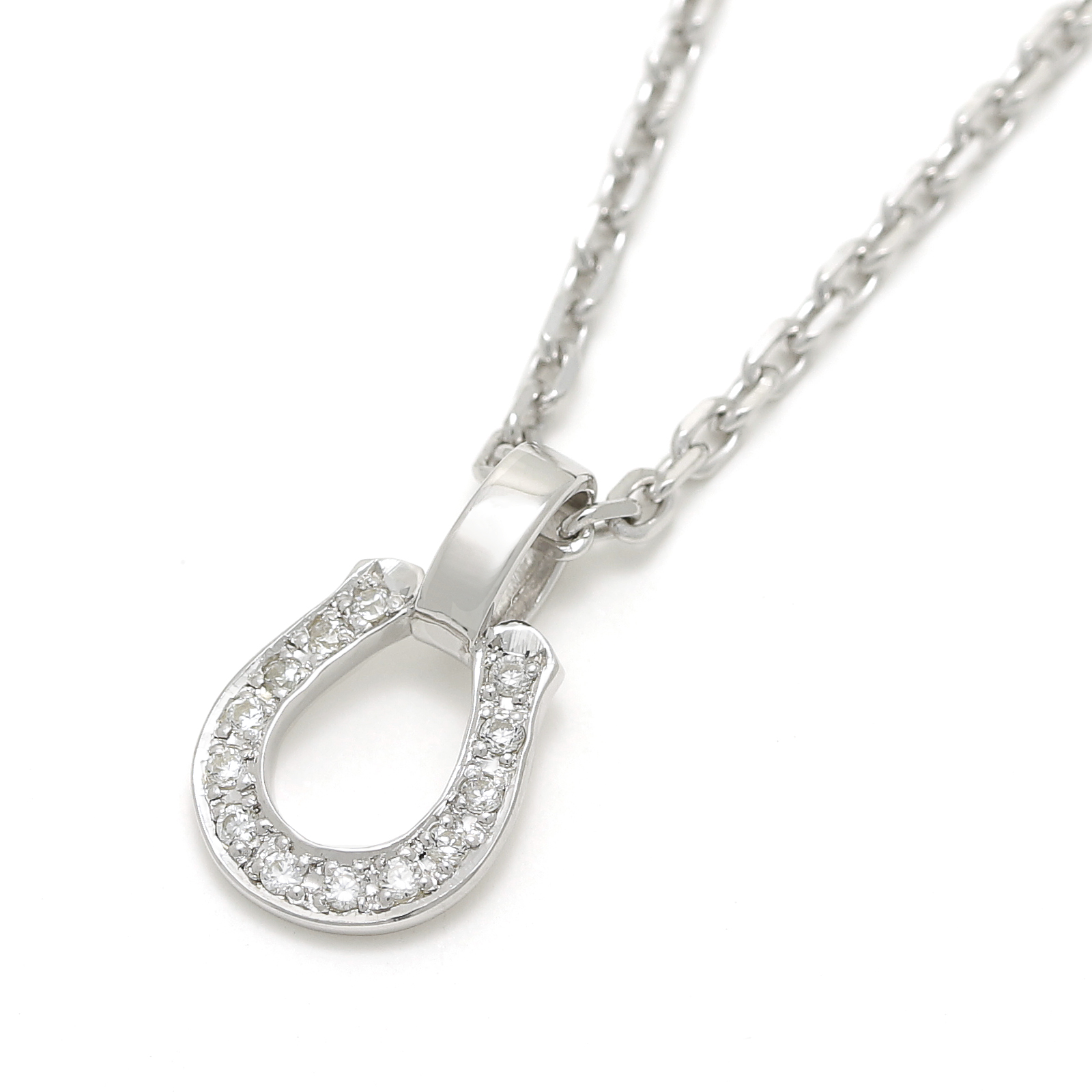 Small Charm Necklace - Horseshoe - Silver w/CZ