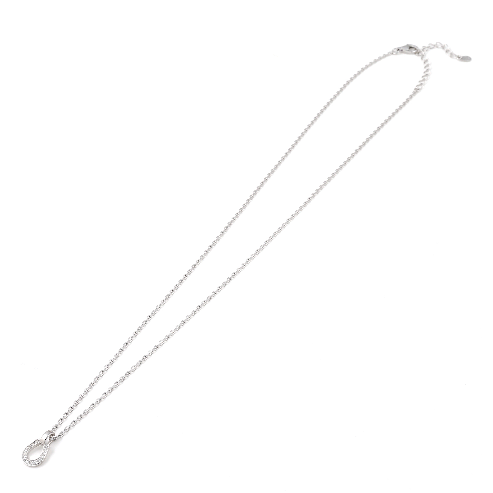 Small Charm Necklace - Horseshoe - Silver w/CZ