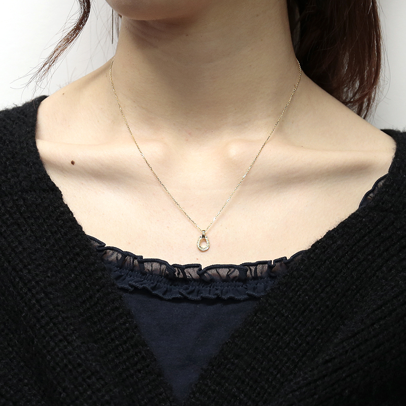 Small Charm Necklace - Horseshoe - K18Yellow Gold w/Diamond