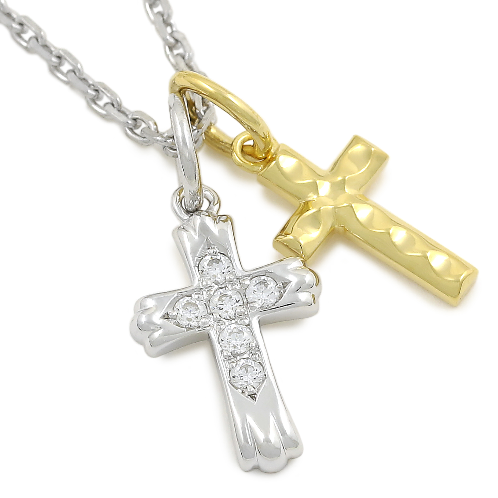 Double Cross Necklace - Silver