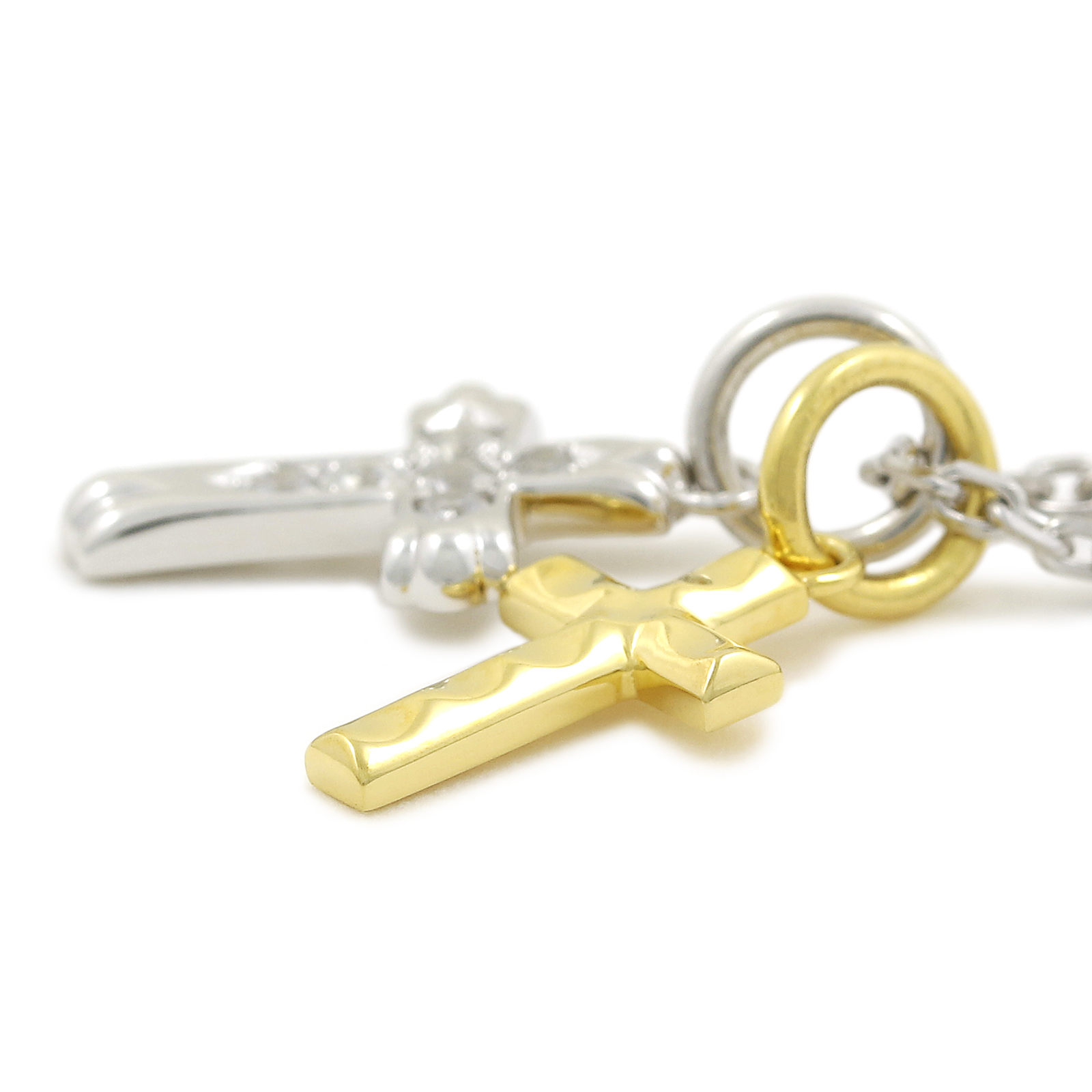 Double Cross Necklace - Silver