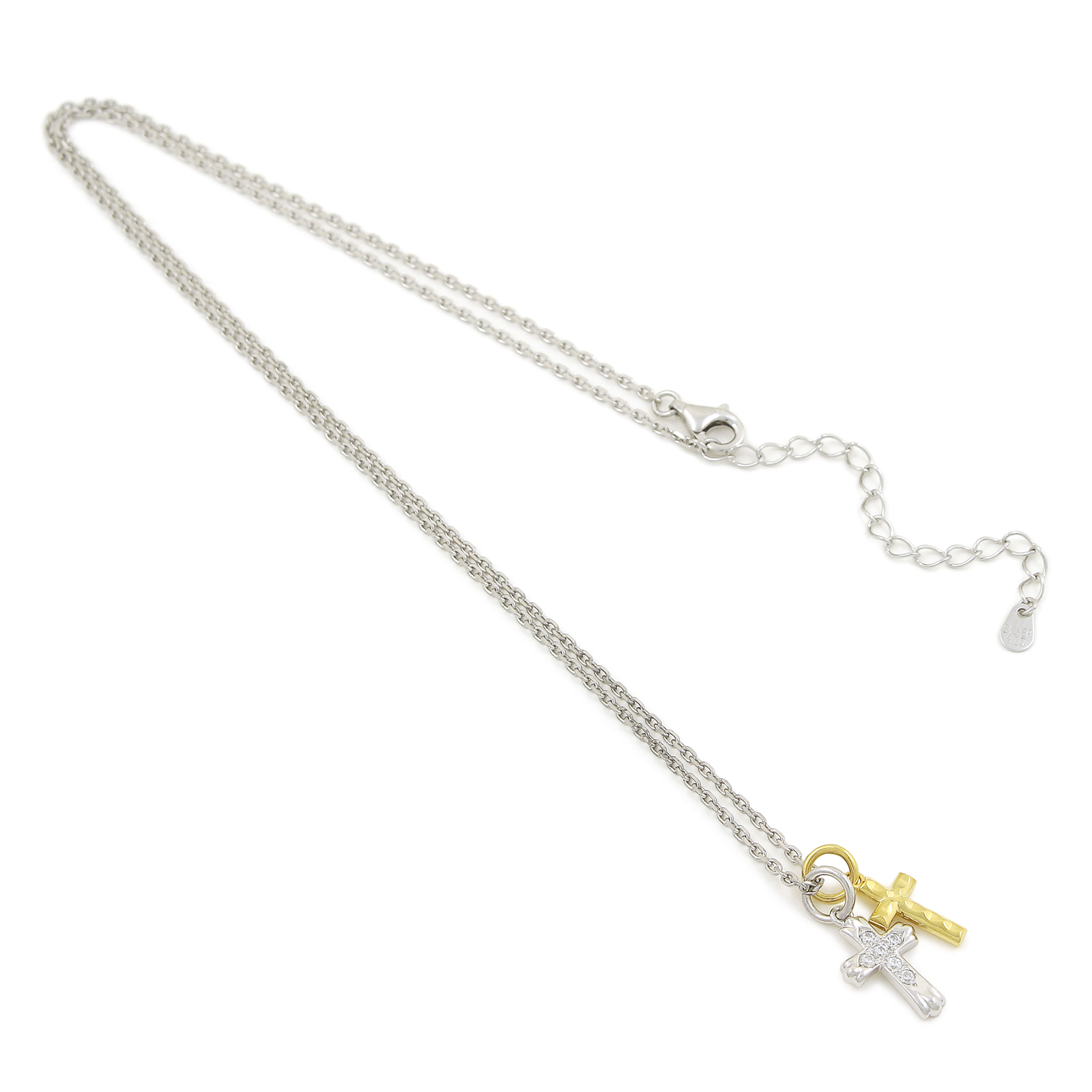 Double Cross Necklace - Silver