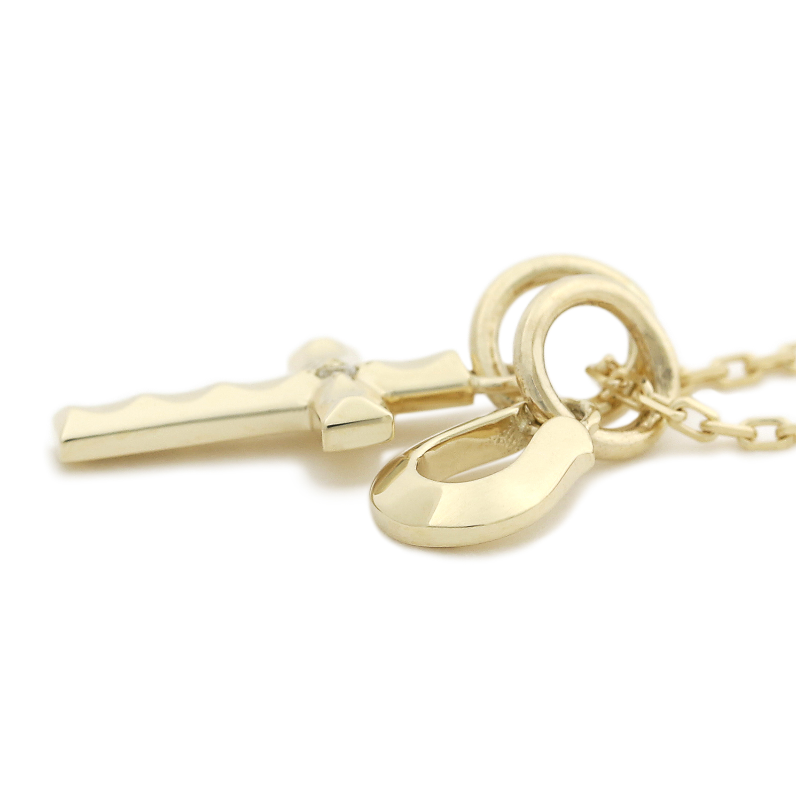 Cross & Horseshoe Necklace - K10Yellow Gold