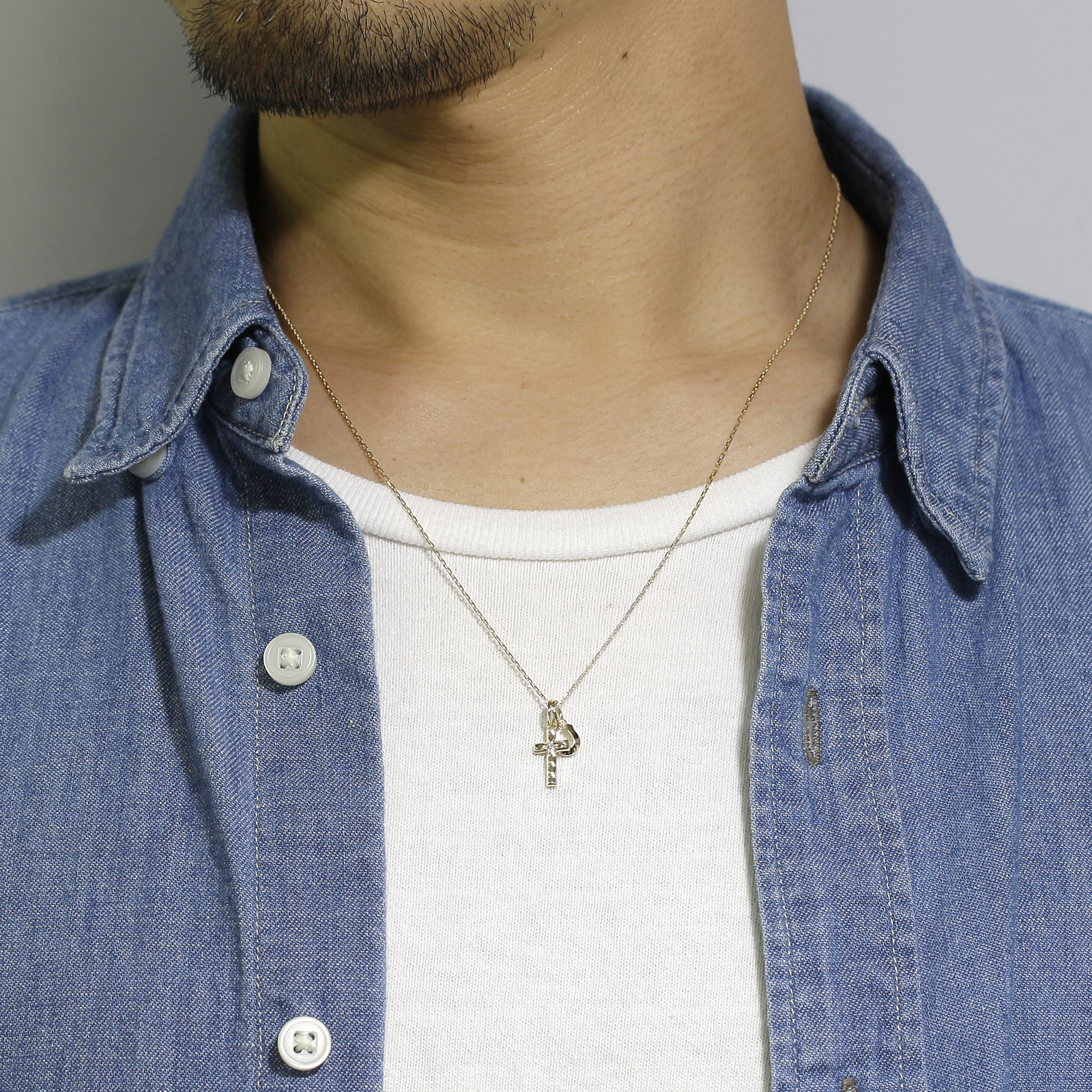 Cross & Horseshoe Necklace - K10Yellow Gold