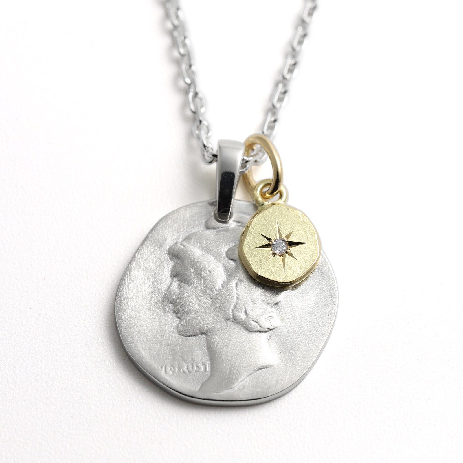 Liberty Head Necklace - Silver w/K18Yellow Gold Glory Charm