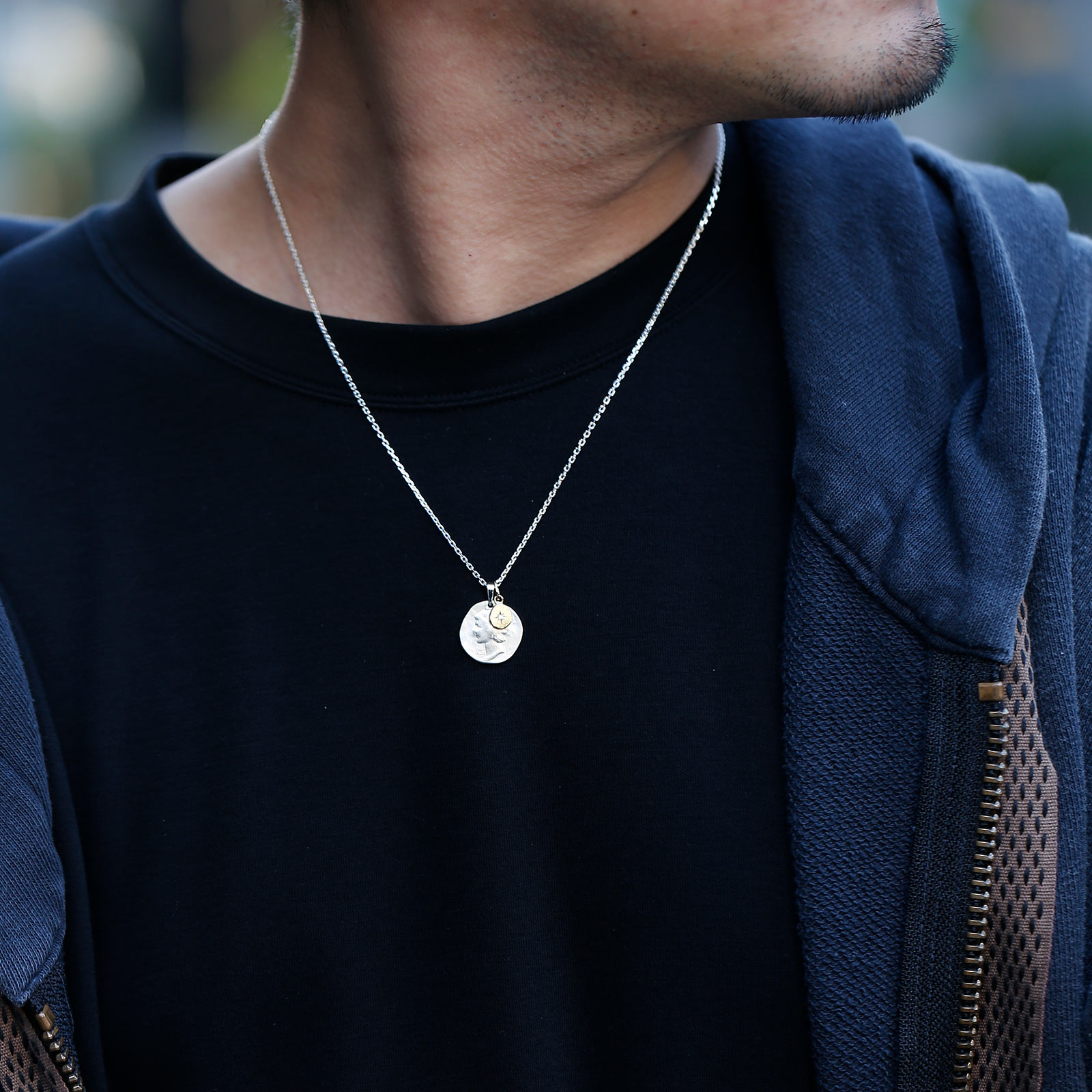 Liberty Head Necklace - Silver w/K18Yellow Gold Glory Charm