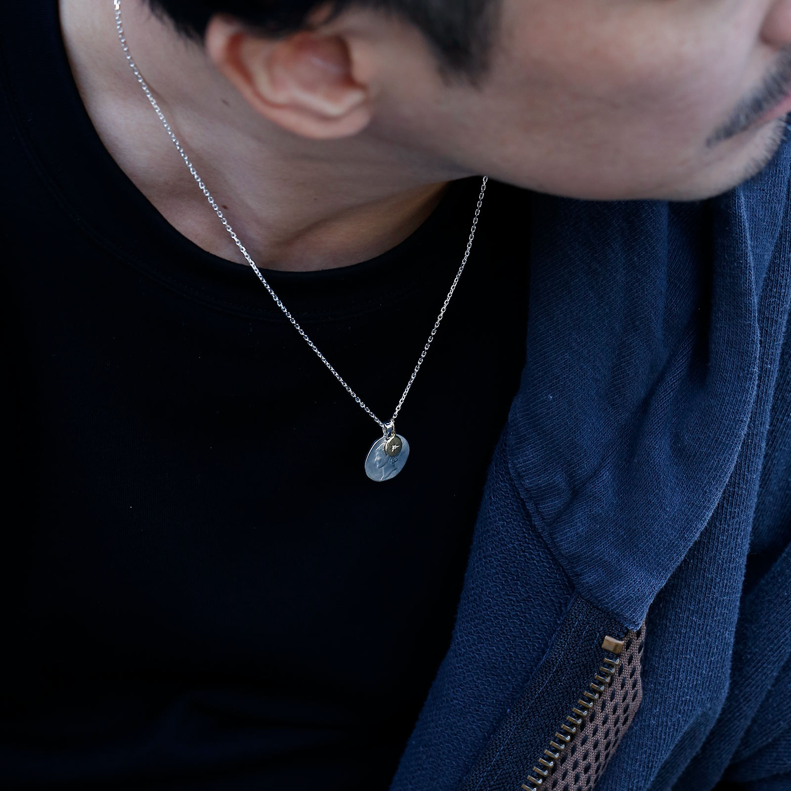 Liberty Head Necklace - Silver w/K18Yellow Gold Glory Charm